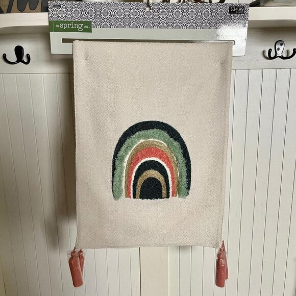 Spring Shop Table Runner Cream Rainbow Tassels - Picture 2 of 6